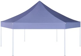 Gazebo Pieghevole Esagonale Pop-Up Blu Scuro 3,6x3,1 m