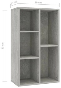 Libreria/Credenza Grigio Cemento 50x25x80 cm Legno Multistrato