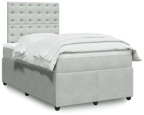 Giroletto A Molle Con Materasso Grigio Chiaro 120x190cm Velluto /