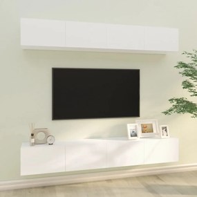 Mobili porta tv a parete 4 pz bianchi 100x30x30 cm