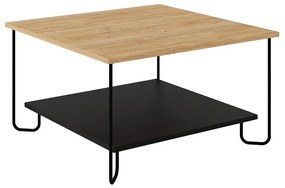 Tavolino con piano in rovere nero e naturale 80x80 cm Tonka - Marckeric