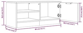 Mobile Porta TV Bianco 80x35x36,5 cm in Legno Multistrato