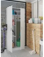 Armadio multiuso Charleston, Mobile portascope a 2 ante, Scarpiera con ripiani, Guardaroba portascope, 73x37h180 cm, Bianco