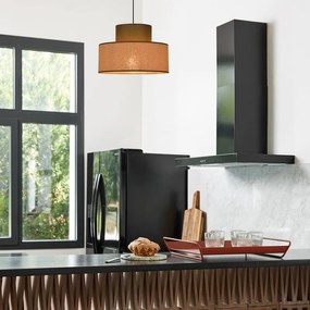 Lampadario Moderno TOTEM nero paralume cachi E27 Ø38cm COREP