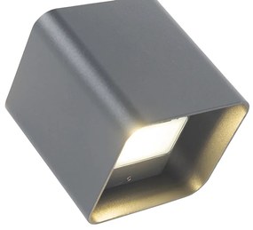 Lampada da parete moderna grigio scuro con LED IP54 quadrato - Evi