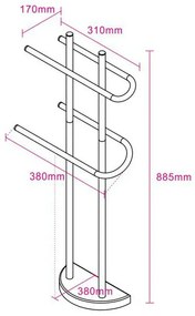 Piantana Portasciugamani in Acciaio Cromato con due Bracci H 89 cm