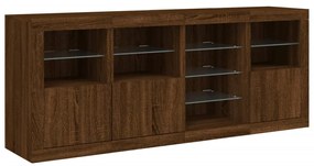 Credenza con luci led rovere marrone 164x37x67 cm