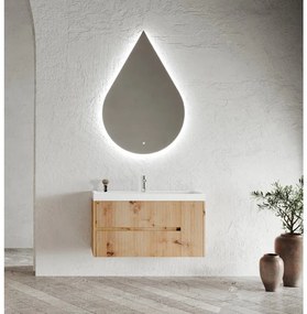 Mobile bagno sospeso con lavabo L 100 x H 50.5 x P 40 cm rovere oro in mdf, 1 anta 2 cassetti per vasca centrale Portofino