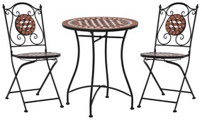 Set Bistrò 3 Pz Con Mosaico İn Ceramica Terracotta /
