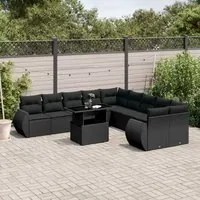 Set Divani da Giardino 11 pz con Cuscini in Polyrattan Nero 3268795