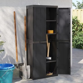 Armadio da esterno nero 65x37x165 cm in pp
