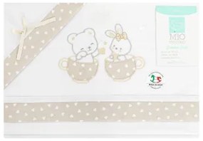 Lenzuola lettino neonato in cotone Mio piccolo Dolci emozioni Beige