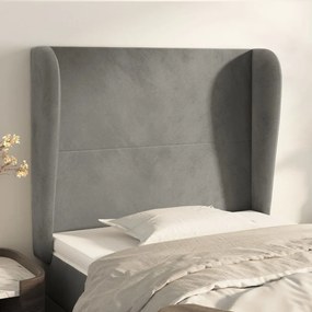 Testiera Ad Orecchio Grigio Chiaro 83x23x118/128 Cm İn Velluto /