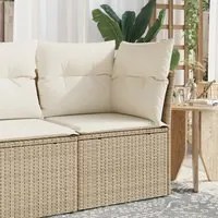 Divano Angolare da Giardino con Cuscini Beige in Polyrattan 366074