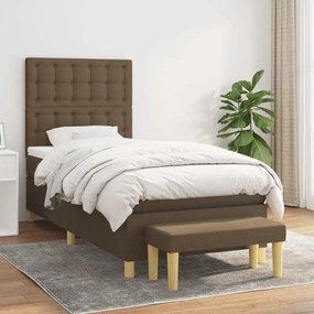 Giroletto A Molle Con Materasso Marrone Scuro 90x200 Cm Tessuto /