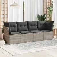 Set Divano da Giardino 4pz con Cuscini Grigio Chiaro Polyrattan 3249071