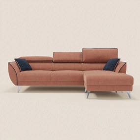 Michelangelo Divano Angolare bicolore con Penisola e Sedute Estensibili - Poggiatesta reclinabili in tessuto smacchiabile T23