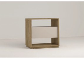 Comodino color crema/di colore naturale con effetto rovere Dennis – Marckeric