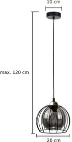 Lampadario a sospensione con filo SOLO BLACK 1xE27/60W230V nero/oro