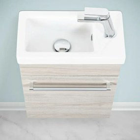 Mobile salvaspazio bagno 40 cm rovere grigio completo di specchio e lavabo