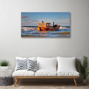 Quadro stampa su tela Paesaggio marino in barca 100x50 cm