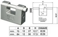 lucchetto in acciaio rettangolare una bocca clarus - mm.84 ka (p2408418s.k4) fer321228