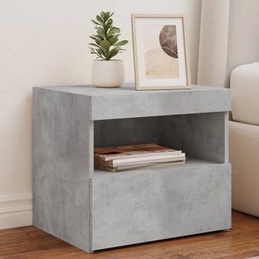 Comodino con luci led grigio cemento 50x40x45 cm