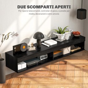 Mobile TV fino 75" Sospeso con Luci LED 16 Colori e Telecomando 180x40x30 cm Nero...