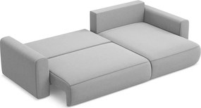 Divano angolare grigio chiaro allungabile/con contenitore (con penisola a destra/con chaise lounge) con rivestimento in velluto Kapua – Makamii