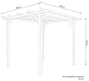 PIP - pergola da giardino in legno di pino impregnato in autoclave