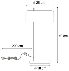 Lampada da tavolo retrò nera con interno dorato - Jinte