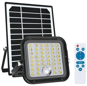 Faretto solare esterno LED 10W 3,7V 4000K IP65 con sensore + telecomando