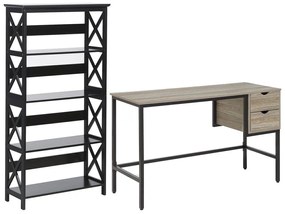 Set di mobili da ufficio legno scuro e nero FOSTER/GRANT Beliani