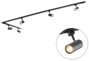Sistema a binario monofase intelligente nero con 5 faretti con WiFi GU10 - Iconic Jeana