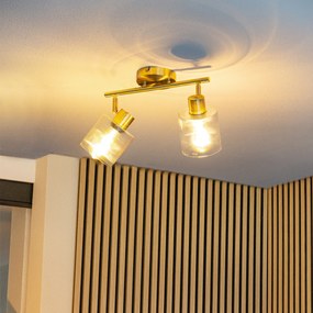 Faretto da soffitto dorato con vetro 2 luci orientabile - Laura