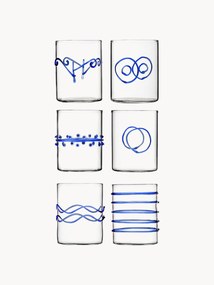 Set di 6 bicchieri in vetro borosilicato fatti a mano Deco' Blu