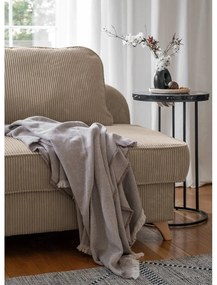 Chaise longue grigio tortora (con penisola a sinistra) con rivestimento in velluto a coste Chic Charlotte – Miuform