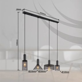 Globo 15648-4H - Lampadario a sospensione con filo JEDD 4xE27/60W/230V nero