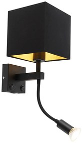Lampada da parete intelligente nera con USB incl. Wifi A60 e GU10 - Zeno