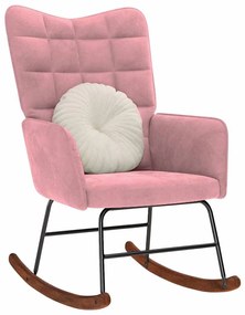 Sedia A Dondolo Rosa İn Velluto /