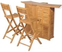 Set da Bistrot 3 pz con Sedie Pieghevoli in Massello di Teak 43805