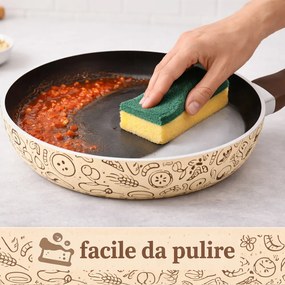 Set 3 Padelle Pastella 20-24-28 cm Antiaderente Manico Soft Touch Made in Italy Beige...