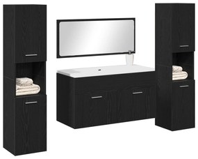 Set di mobili per bagno  set di 3 rovere nero legno resistente