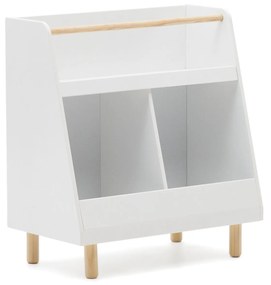Kave Home - Libreria Serwa in MDF bianco con gambe e tavoletta in legno massiccio di pino
