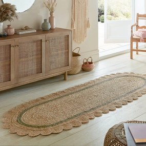 Passatoia verde scuro/di colore naturale in iuta tessuta a mano 80x230 cm Grace Green – Flair Rugs