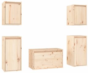 Mobili porta tv 5 pz in legno massello di pino