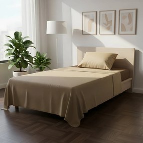 Completo letto 1 piazza e mezza bicolor beige chiaro scuro