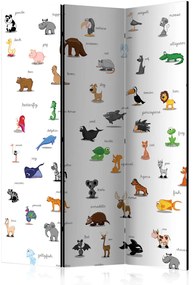 Paravento separè Animali (per bambini) (3-część) - illustrazioni colorate con scritte
