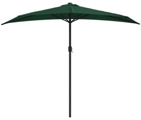 Ombrellone da Balcone Palo in Alluminio Verde 270x144 cm a Metà