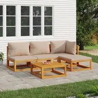 Set Salotto da Giardino 5pz con Cuscini Tortora Legno Massellocod mxl 100317